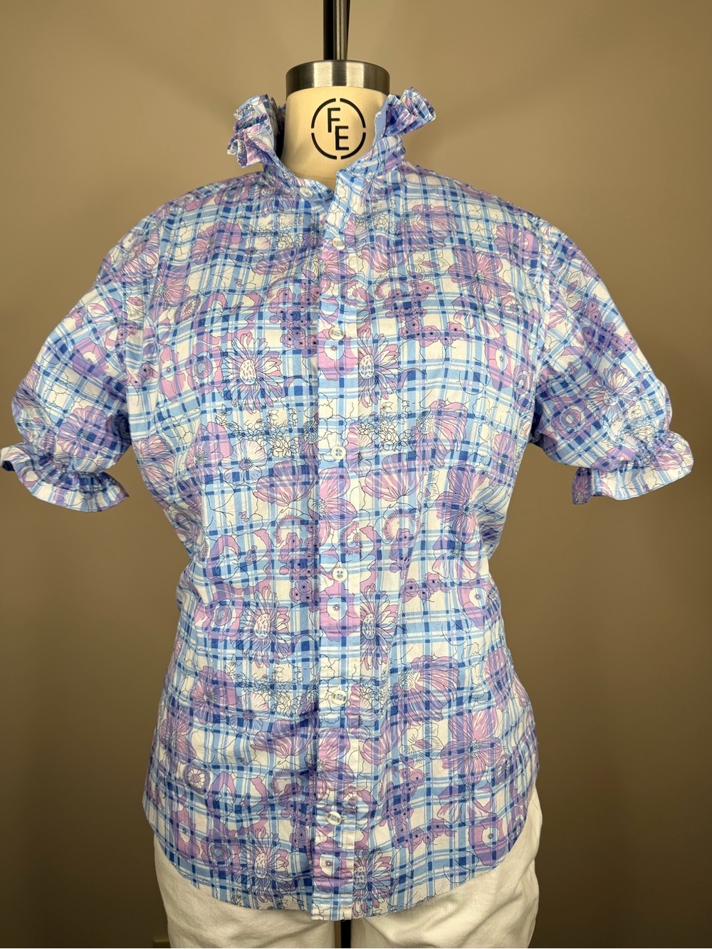 Daniel Cremieux Blue and Lavender Plaid Button-Down Shirt